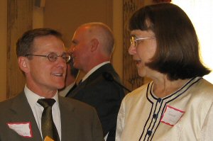 WHCoA Advisory Committee member Dr. Michael Gloth and Coalition Co-Chair Dr. Joanne Lynn chat during break at Coordination of Care Across the Continuum Solutions Forum at Russell Senate Office Building.